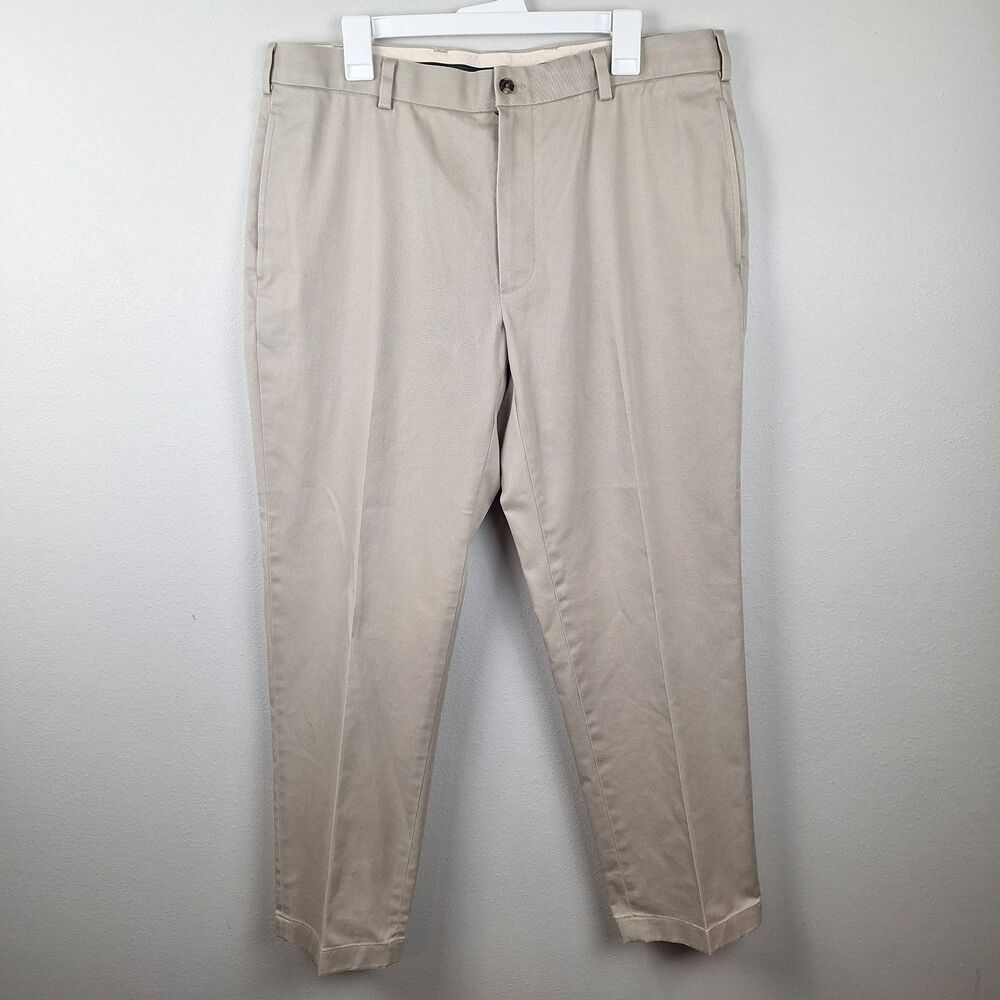 Brooks Brothers Clark Advantage Chino Khaki Pants Mens 37x30 Flat Front Cotton